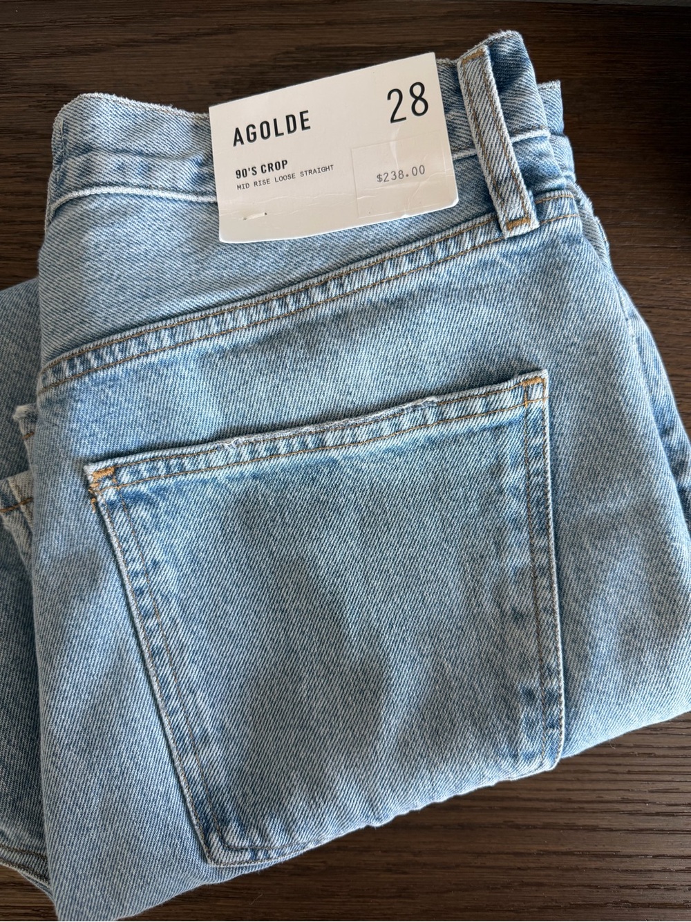 AGOLDE 90 Crop Mid Rise Loose Straight Jeans Force - 28 - Picture 8 of 10